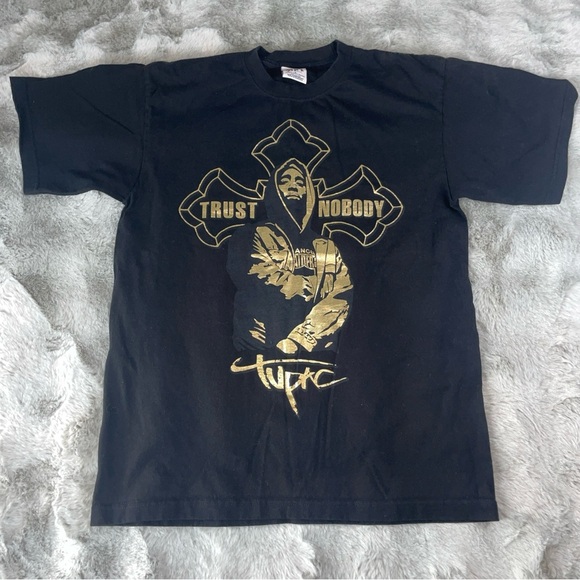 Shaka Wear Other - Shaka Wear Tupac Trust Nobody Graphic T-Shirt Black Gold LG SuperMAX Heavy-0689